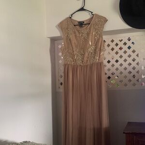 Candelite Chic Blush Pink Maxi Dress with Gold Embellishments